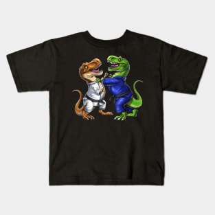 T-Rex Dinosaur Jiu-Jitsu Wrestlers Kids T-Shirt